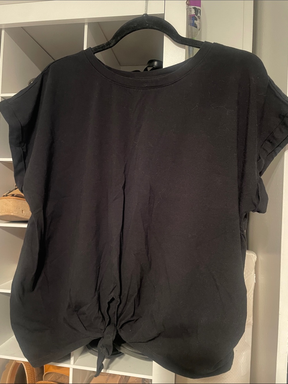 Ava & Viv Casual Black Tie-Front Women's Tee